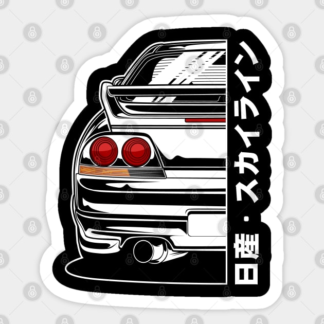 Nissan Skyline GTR R33 (White Print) Sticker by idrdesign